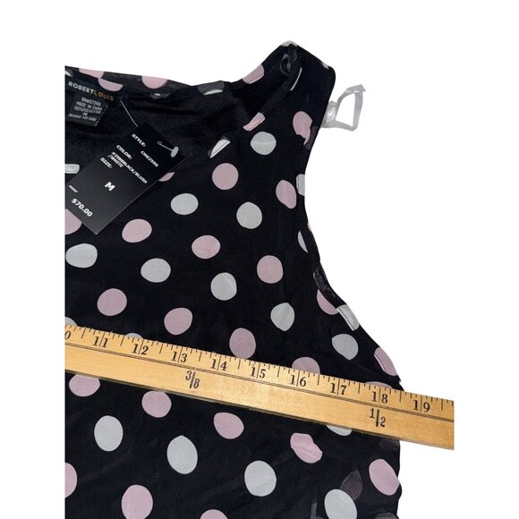 Polka Dot Sleeveless Black & Blush Dress By Robert Louis Size M - Picture 8 of 8